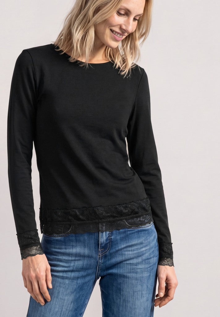 Street One Langarmshirt mit Boat Neck Black Schwarz – Ansicht 2