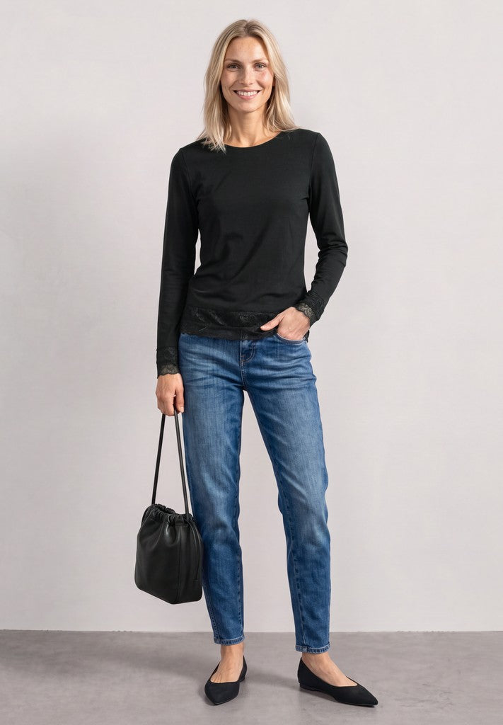 Street One Langarmshirt mit Boat Neck Black Schwarz – Ansicht 3