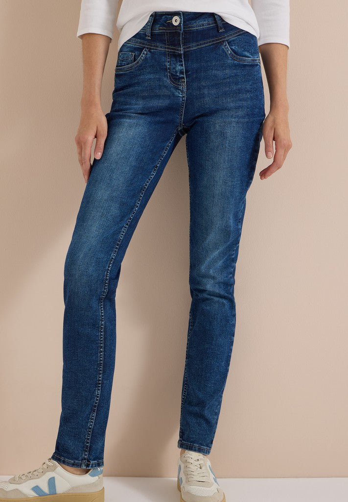 CECIL Jeans Style Toronto High Mid Blue Used Wash Blau – Ansicht 2