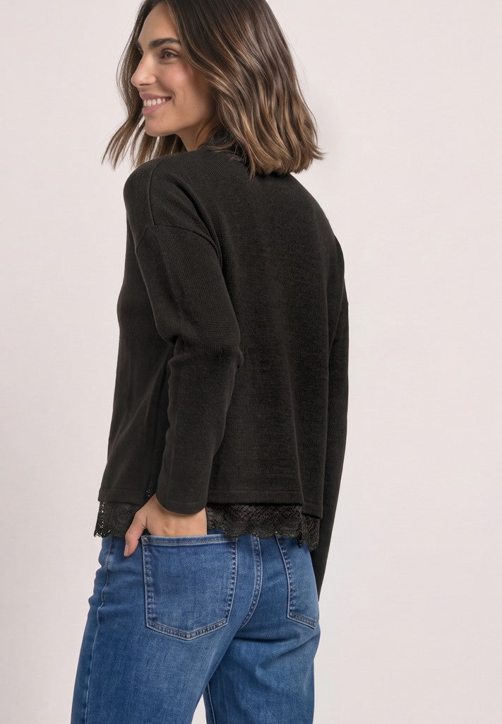 Street One Langarmshirt LTD soft melange Black Coffee Mel Braun – Ansicht 4