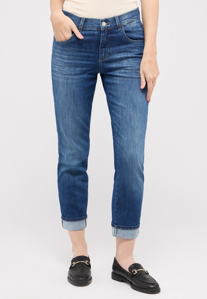 Angels Straight Leg Jeans Darleen Turn Mid Blue Used Blau – Ansicht 2