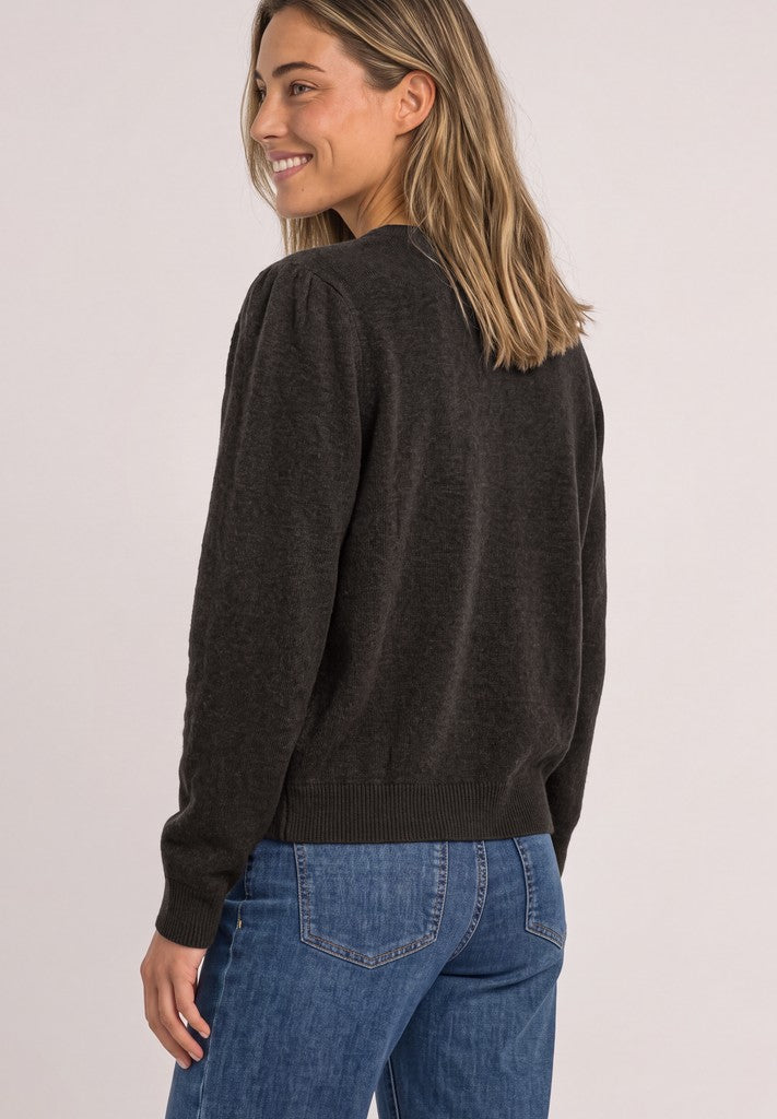 Street One Strickjacke LTD cosy roundneck Black Coffee Mel Braun – Ansicht 4