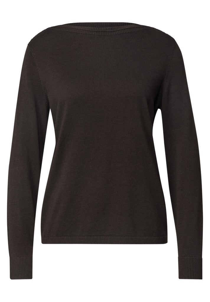 Street One Strickpullover mit U-Boot-Ausschnitt Black Coffee Braun – Ansicht 2