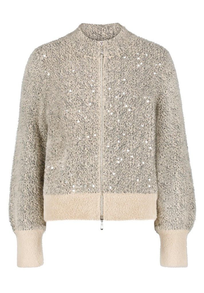 Socosy Strickjacke Patch Taupe/Grey Mehrfarbig