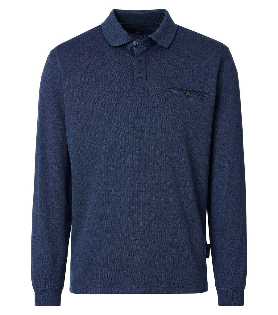 CASA MODA Poloshirt Polo Langarm Snos Blau
