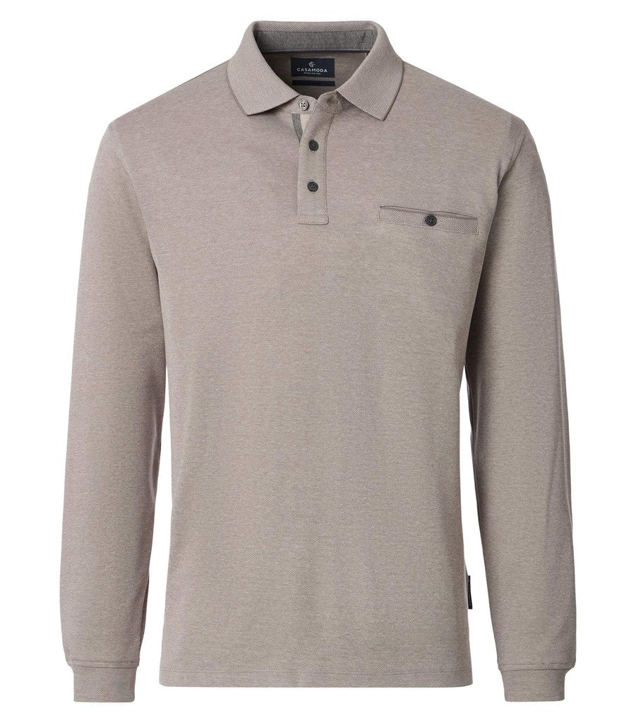 CASA MODA Poloshirt Polo Langarm Snos Beige