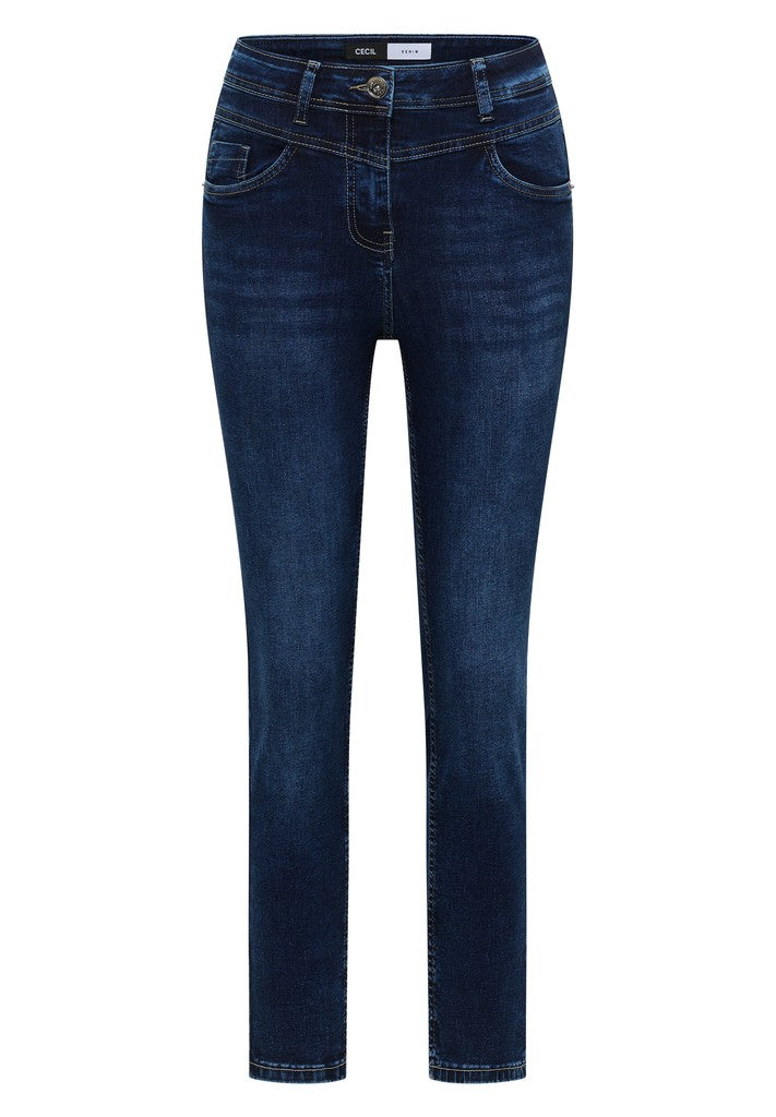 CECIL Jeans Style Toronto High Mid Blue Used Wash Blau