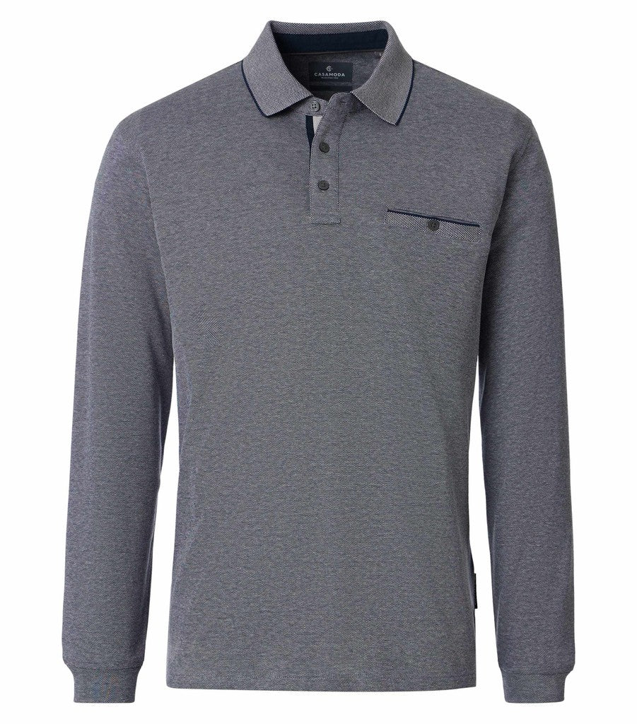 CASA MODA Poloshirt Polo Langarm Snos Blau