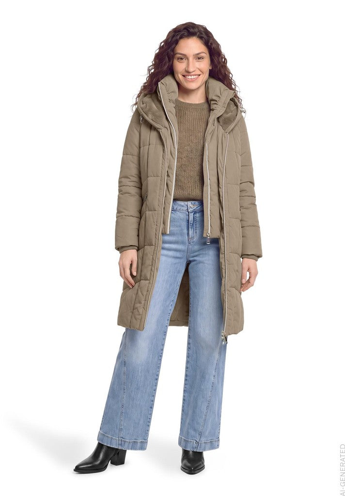 Cartoon Jacke Watte Steppmantel Braun – Ansicht 3