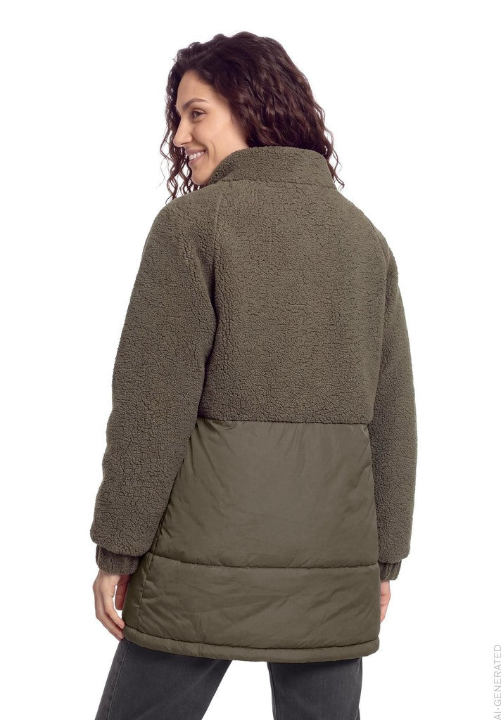 Cartoon Jacke Watte Kuscheljacke Braun – Ansicht 4