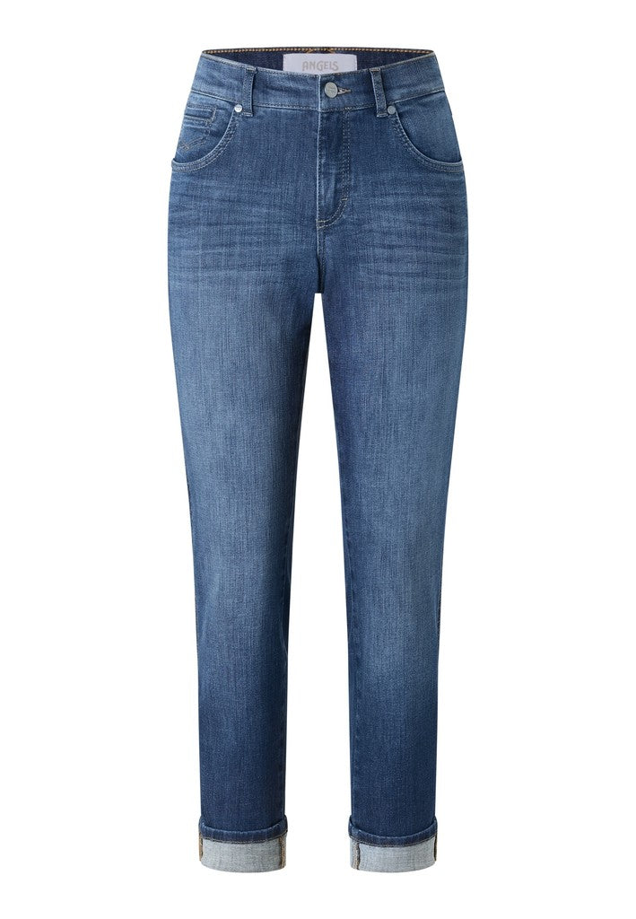 Angels Straight Leg Jeans Darleen Turn Mid Blue Used Blau
