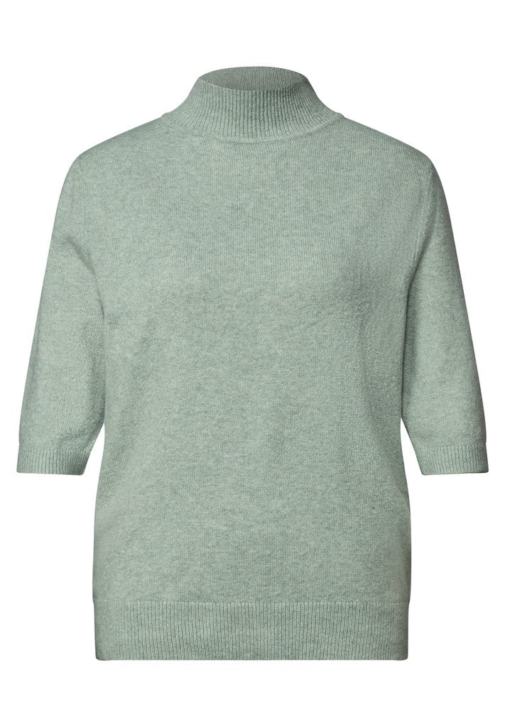 Street One Strickpullover Kurzarm mit Turtle Grün meliert