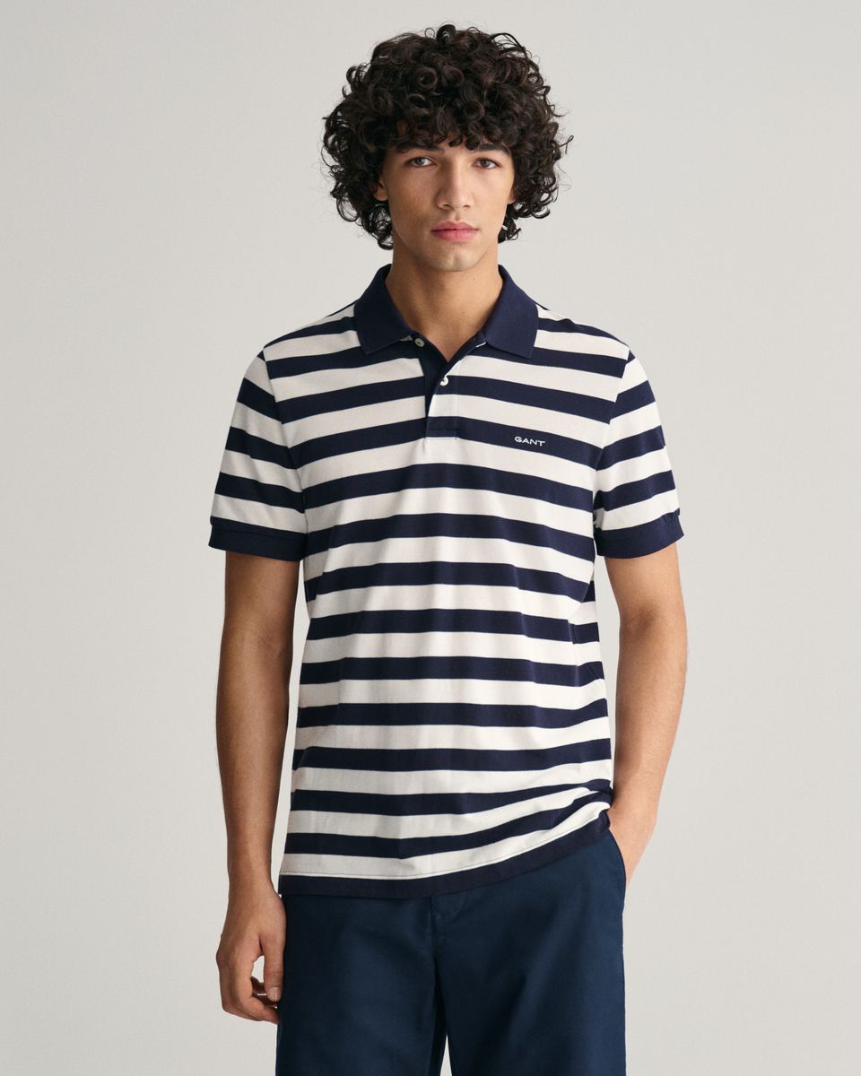 Piqué Poloshirt mit breiten Streifen