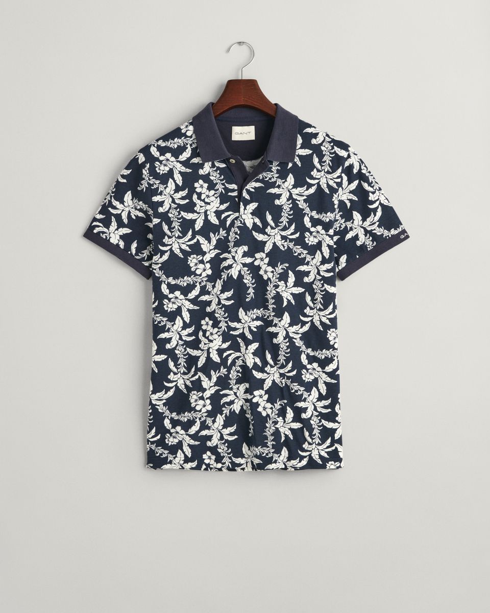 Palm Lei Print Piqué Poloshirt